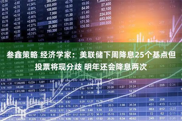 叁鑫策略 经济学家：美联储下周降息25个基点但投票将现分歧 明年还会降息两次