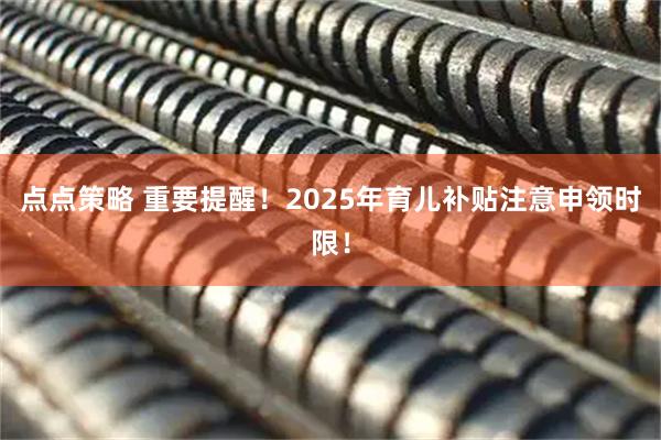 点点策略 重要提醒！2025年育儿补贴注意申领时限！