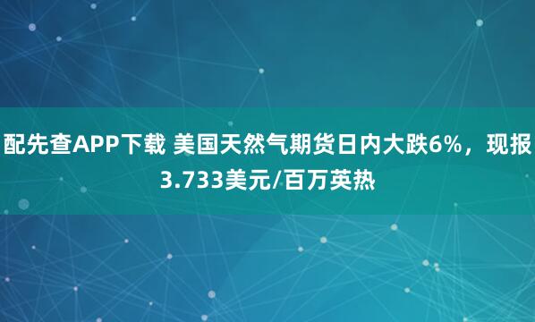 配先查APP下载 美国天然气期货日内大跌6%，现报3.733美元/百万英热